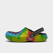 Crocs Classic Tie Dye Lined Clog, Rainbow Tie Dye, Unisex, Snuggle-Ready Linings, Pivoting Heel Strap, 206341M-988