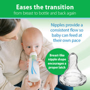 Dr. Brown's Natural Flow Anti-Colic Options+ Narrow Glass Baby Bottles, 8 oz, Silicone Sleeves, 3 Pack, Blue Glow Mint