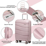 Melalenia Melalenia-1906 5 Luggage Sets PP Hardside Spinner Luggage, Pink