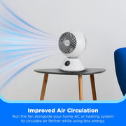 Midea Smart TurboBreeze Tabletop Fan, 5 Speeds, 85 Vertical Movement, 3D Oscillation, Remote Control, White, MSFAT06W5SB