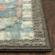 Mainstays 5760GA24xrnr Persian Border Medallion Indoor Runner Rug, Gray Aqua, 2 ft x 6 ft, Machine Washable