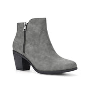 BLISSFUL STEP Allegra K Women's Round Toe Stacked Block Heel Ankle Boots, Gray, Medium Width, 2.75 in Heel