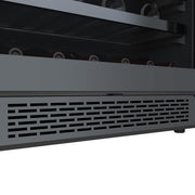 Avallon Dual Zone Wine Cooler, 45 Bottle Capacity, 24 Inch Wide, Black Stainless Steel, Left Swing Door