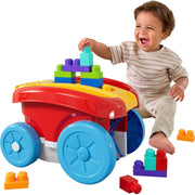 Mattel Mega Bloks First Builders Block Scooping Wagon, Red, 20 Pieces, Toddler Building Set