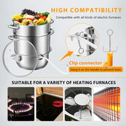 SPECSTAR 8.5-Qt Stainless Steel Fruit Steamer Juicer, 3-Layer Design, Tempered Glass Lid, Hose Clamp, Loop Handles