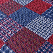Jessy Home Plaid Patchwork Quilt, Reversible, Red and Blue, Queen Size