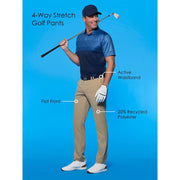 Ben Hogan Men's Golf Pants, Flex 4-Way Stretch Fabric, Active Waistband, Mid Rise, Straight Leg, Navy, Sizes 28-50