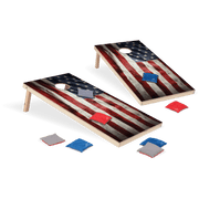 EastPoint Sports Cornhole Beanbag Toss Set, 2 ft x 4 ft Solid Wood Boards with American Flag Design, Regulation Bean Bags, Foldable Legs, Outdoor Game