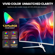 CRUA 32-Inch Curved Computer Monitor, UHD 3840x2160, 75Hz Refresh Rate, 2ms Response Time, 120% sRGB, AMD FreeSync, HDMI & DisplayPort, White