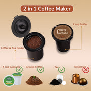 Mecity Mini Single Serve Coffee Maker for Ground Coffee and Loose Tea, Compact Black, 6-12 Oz Brew, KC3002-Black