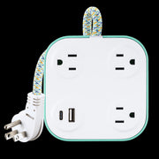 CyberPower DS304UCMT Desktop Surge Protector, 3 Grounded Outlets, 1000J Surge Protection, USB-A 2.4A, USB-C 15W Charging Ports, 4 ft Braided Cord, Mint Green