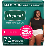 Depend 105419801 Fresh Protection Adult Incontinence Underwear For Women Maximum L Blush 72Ct