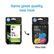 HP 910 CMY and 910XL Black Ink Cartridge 4-Pack, High Yield, Compatible with HP OfficeJet Pro Printers
