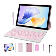 ZZB ZBCP20-6in1fen 10'' 4GB RAM 64GB ROM 2 GHz Processor Speed Android 10 WiFi Tablet with Keyboard Case, Pink