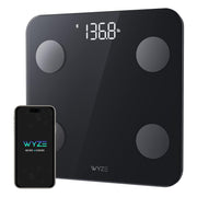 WyzeCam Wyze Scale S Digital Bathroom Scale, Body Composition Analyzer with Bluetooth Sync, Measures Weight, Body Fat, BMI, Muscle Mass, Heart Rate, Black