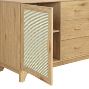 Manhattan Comfort Sheridan Sideboard Cabinet, Mid-Century Modern, Black, Engineered Wood, 59.05 in, Adjustable Shelves, 3 Drawers, 2 Doors, SB-4GLF