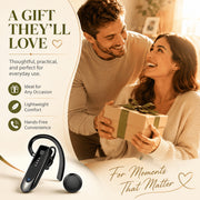 Aptkdoe Bluetooth Headset H08, Single-Ear Wireless Earpiece with ENC Noise Canceling Mic, 20H Talk Time, 180H Standby, Black