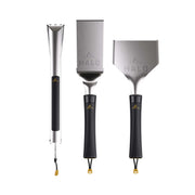 Halo Getaway 3-Piece Griddle Tool Kit with Stainless Steel Spatula, Dual-Sided Tongs, and Scraper, Black, 451864