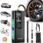 Airmoto Portable Tire Inflator Air Compressor, Cordless, 120 PSI, Digital Pressure Gauge, LED Light, Rechargeable Battery, Universal Fit for Car Truck Motorcycle Bicycle, BP198