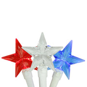 Northlight LED Outdoor String Lights, 9.25 ft Plug-in, 30 Red White Blue Star Bulbs, Energy Efficient