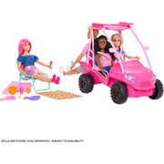 Mattel Barbie Mysteries Beach Detectives Ultimate Beach Buggy Playset, Hot Pink, Includes 10+ Accessories, Seats 4 Dolls JFV68