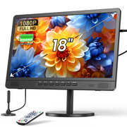 Desobry 18.5 Inch Portable LCD TV, Full HD 1080p, 6500mAh Rechargeable Battery, HDMI AV USB Inputs, Built-In Antenna, Dual Speakers