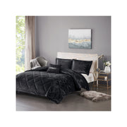 Intelligent Design Isabel Velvet Comforter Set With Decorative Pillow - Black