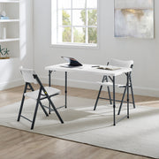 Mainstays 4 Foot Adjustable Height Folding Table, Portable, Stain Resistant, White Granite