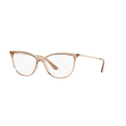 Vogue Eyewear Womens Cat Eye Prescription Eyewear Frames, Top Brown/Crystal, 54 mm, Full-Rim Plastic