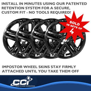 Coast to Coast IMP460BLK Impostor Wheel Skin, 17 in, 5 Split Spokes, Snap-On, Gloss Black, ABS Plastic, Set of 4