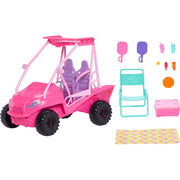 Mattel Barbie Mysteries Beach Detectives Ultimate Beach Buggy Playset, Hot Pink, Includes 10+ Accessories, Seats 4 Dolls JFV68