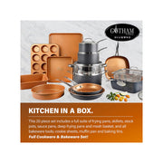 Gotham Steel 1922 20-Piece Aluminum Ti-Ceramic Nonstick Cookware and Bakeware Set - Graphite