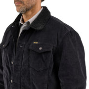 Wrangler Men's Sherpa Lined Corduroy Jacket, Water Resistant, Caviar, Large, 100% Cotton, 112367604