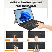 Adesso WKB-7040 Bluetooth Tablet Keyboard Case, Ultra-Slim Aluminum Design, Scissor Switch Keys, Backlit, Compatible with Surface Pro X 8 9 10 11