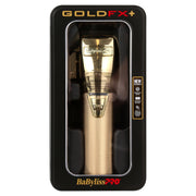 BaBylissPRO GoldFX+ All-Metal Cordless Hair Clippers with DLC Titanium Gold Blade, Lithium Battery, 3-Hour Runtime, USB-C Charging, Gold, FX870NG