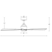 WAC Lighting Clean 52in Smart Ceiling Fan with Dimmable LED Light, Satin Brass Matte White, Remote Control, Indoor Outdoor F-003L-SB/MW
