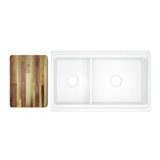 Elkay SWUF3320WH Fireclay 60/40 Double Bowl Farmhouse Sink with Aqua Divide, White