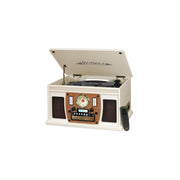 Victrola Nostalgic Aviator Wood 8-in-1 Bluetooth Turntable Entertainment Center, White