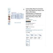 Coterie Baby Wipes, Purified Water Solution, Five Clean Ingredients, 100% Plant-Derived Fibers, Hypoallergenic, 224 Count, 2134988
