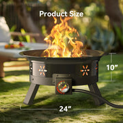 CHITOOMA 2597551246984 24 inch Portable Fire Pits with Grill