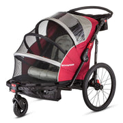 Schwinn Joyrider Deluxe Double Child Bike Trailer, 2-Seat Capacity, 20-Inch Pneumatic Tires, Aluminum Frame, Convertible to 3-Wheeled Stroller, Red, 12-SC523B