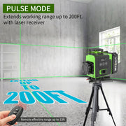 Wildora Laser Level, 16 Line 4x360 Green 4D Cross-Line, Self-Leveling with Remote Control, 2x4800mAh Batteries, Tripod and Hard Carrying Case