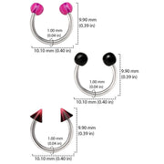 Body Jewelry 18 Gauge Multi-Color Stainless Steel Horseshoe Cartilage Set, 6 Pack