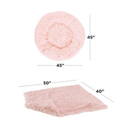 Best Friends by Sheri 5030 Bundle Set The Original Calming Shag Donut Cuddler Cat and Dog Bed + Pet Throw Blanket, Cotton Candy Pink, Extra Large, 45x45