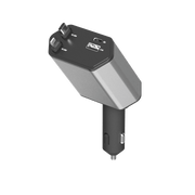Zsou 4-in-1 Retractable Car Charger with USB-C and Lightning Cables, Dual USB Ports, 45W Total Output, Black