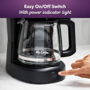 Mr. Coffee 12-Cup Switch Electric Drip Coffee Maker, Black, 60 oz Capacity, Dishwasher-Safe Parts, 91863923