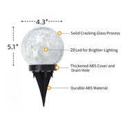 Mehoom Solar Globe Lights Outdoor, 4 Pack, 30 LED Cracked Glass, Waterproof IP65, Warm Yellow, Garden Patio Yard Landscape Lighting