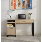 Mainstays H20-0560-N Wood & Metal Writing Desk with 1 Drawer and 1 Door for Teen Adult,29.92 in, Natural Finish.