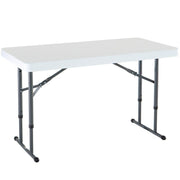 Lifetime 80160 Commercial Height Adjustable Folding Utility Table, 4 Feet, White Granite