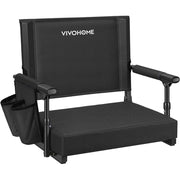 SPECSTAR VH1757US-BK Stadium Seat with Ergonomic Lumbar Support, Adjustable Armrests, Foldable Cushion, Black, 1 Pack